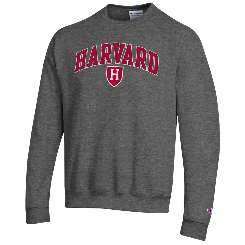  Harvard Crimson Champion Arch Over Logo Pullover Sweatshirt - Heather Charcoal